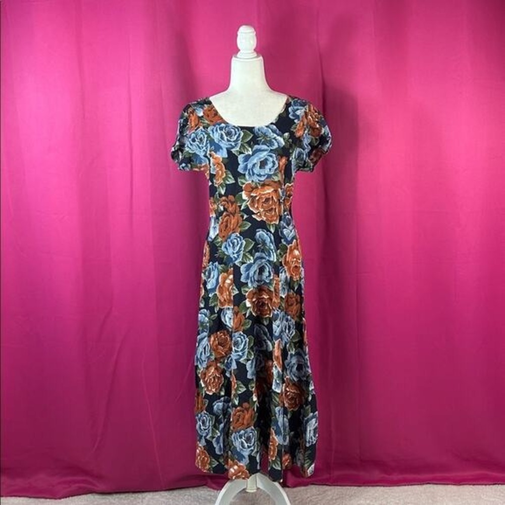 Vintage 80s 90s Spoiled Girls Floral Maxi Dress Size 3/4
